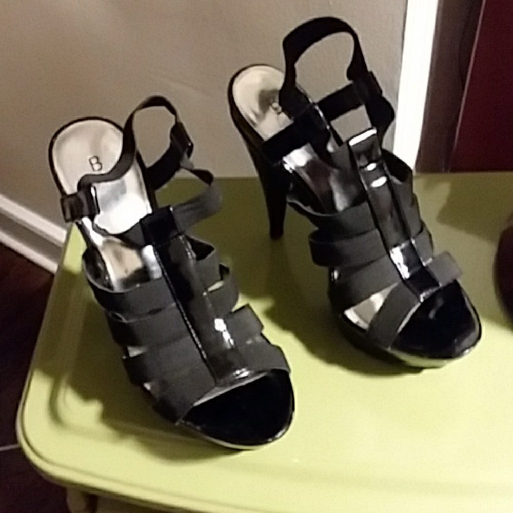 High heeled with platform in front.